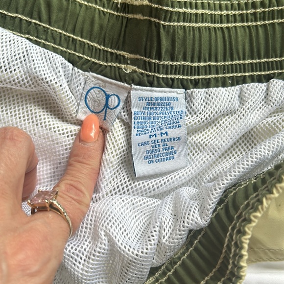 Vintage 90s NWT Ocean Pacific OP Swim Shorts Trunks Green Yellow - Picture 7 of 8